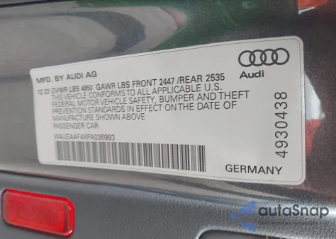 2023 Audi A4 Premium Plus 45 Tfsi S Line Quattro S Tronic z USA, uszkodzony, nr VIN WAUEAAF4XPA036993